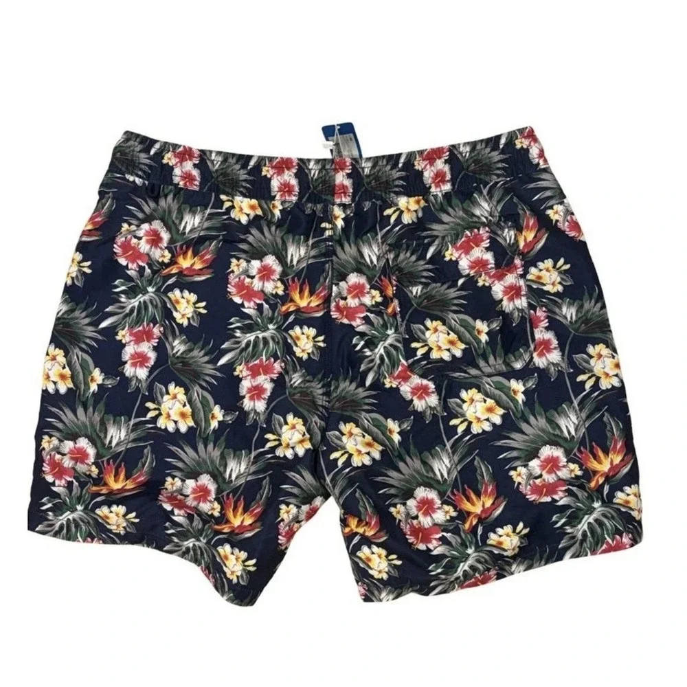 Blue Wave Men's Blue Tropical Floral Swim Trunks Size XL Mesh Brief Lined NWT